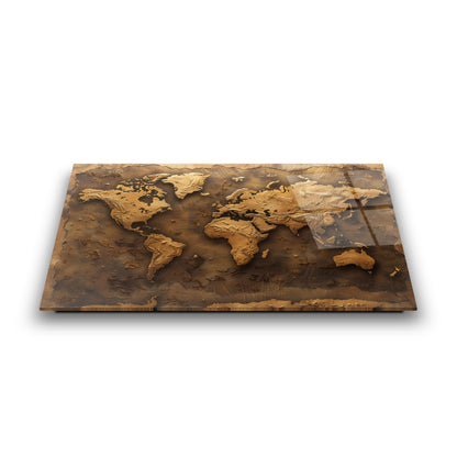 Dünya Haritası Cam Tablo