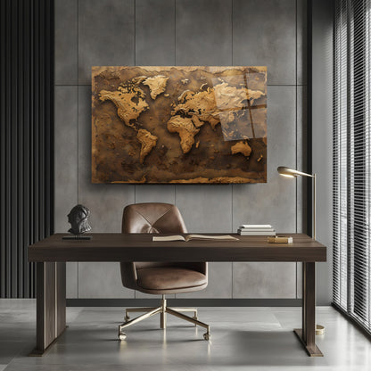 Dünya Haritası Cam Tablo