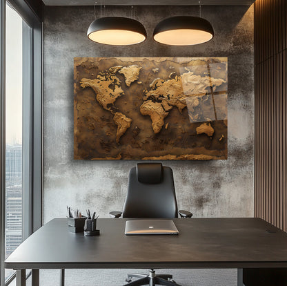 Dünya Haritası Cam Tablo