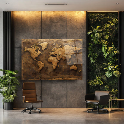 Dünya Haritası Cam Tablo