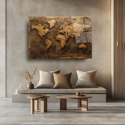 Dünya Haritası Cam Tablo