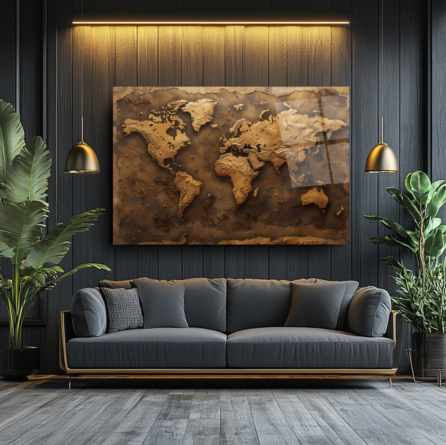 Dünya Haritası Cam Tablo