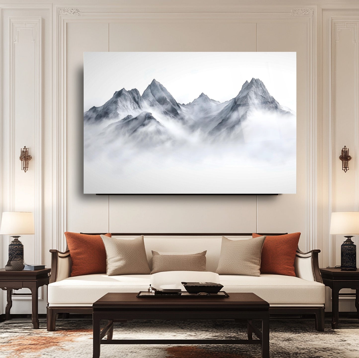 Karlı Dağ Manzarası Cam Tablo