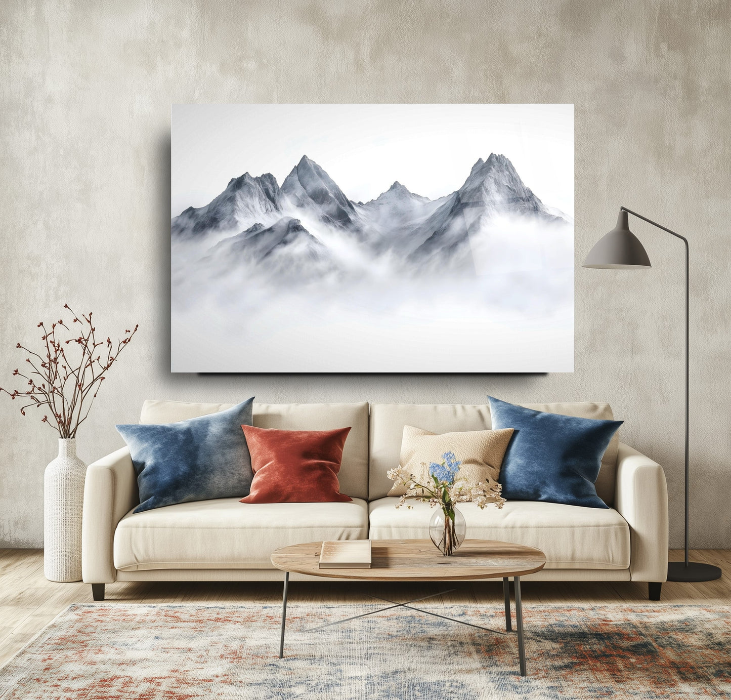 Karlı Dağ Manzarası Cam Tablo