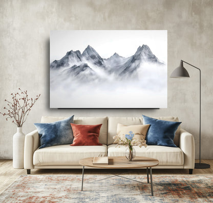 Karlı Dağ Manzarası Cam Tablo