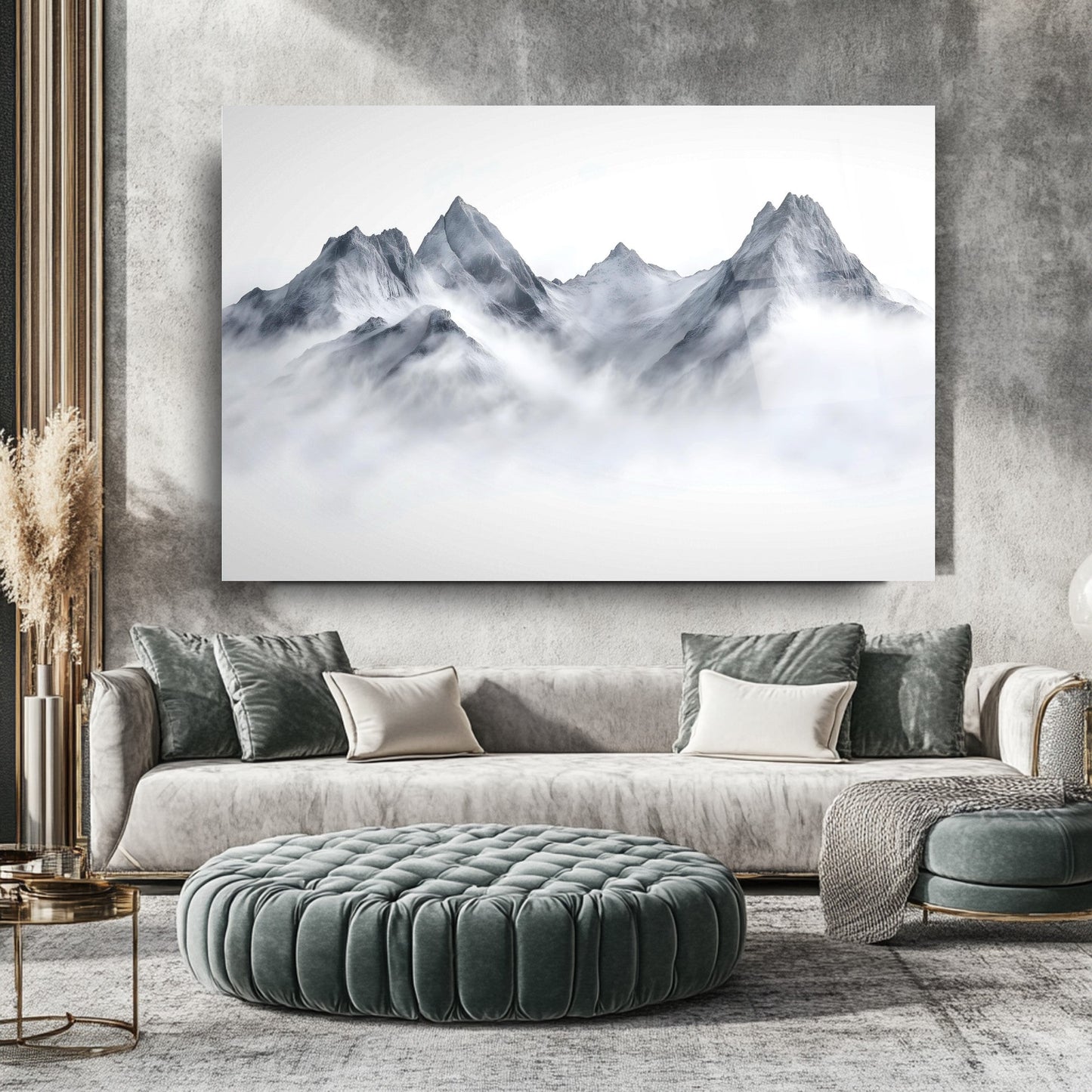 Karlı Dağ Manzarası Cam Tablo