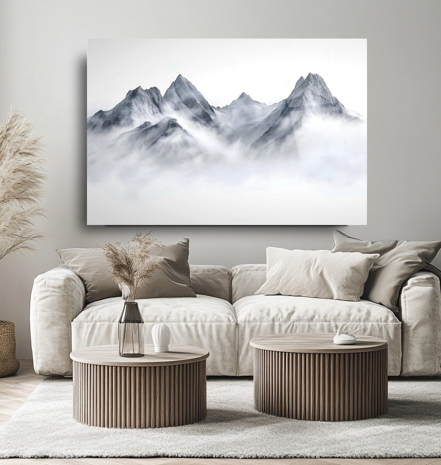 Karlı Dağ Manzarası Cam Tablo