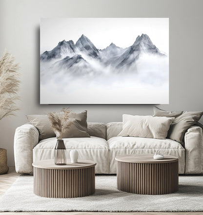 Karlı Dağ Manzarası Cam Tablo