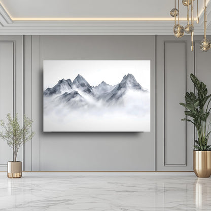 Karlı Dağ Manzarası Cam Tablo