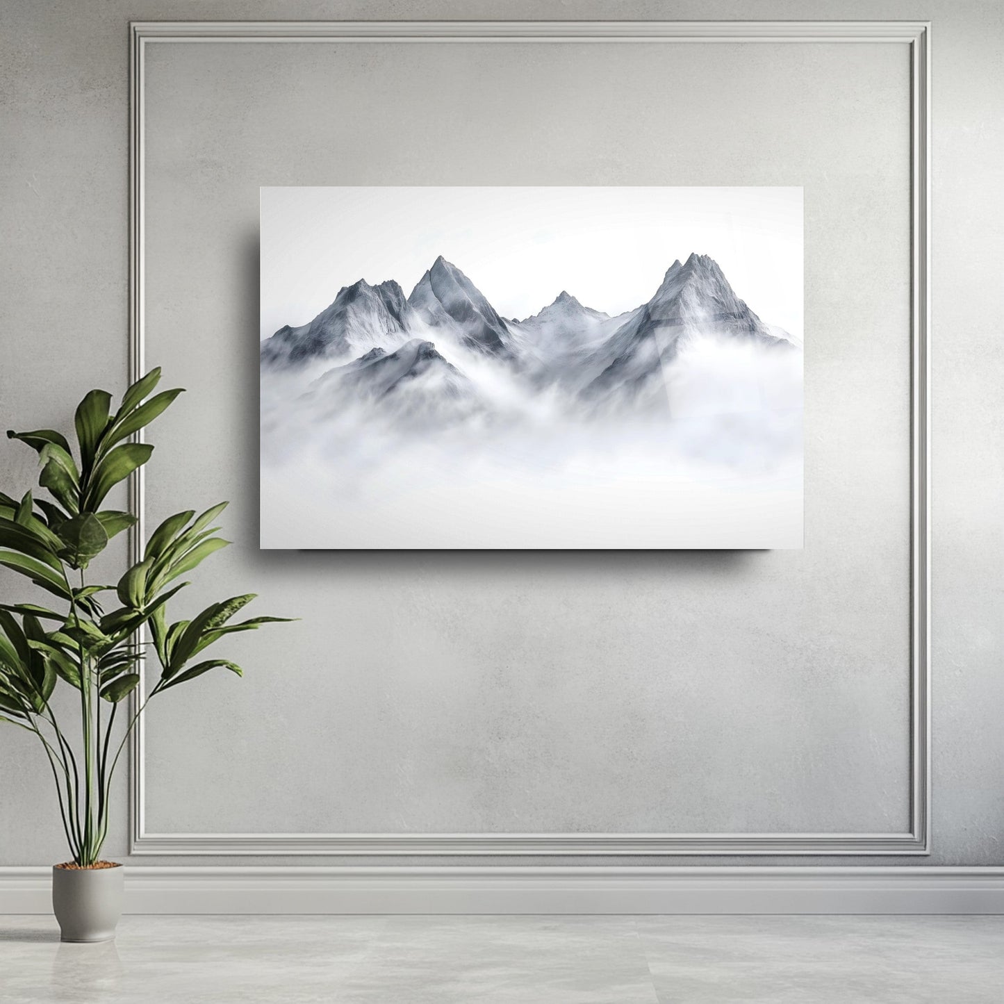 Karlı Dağ Manzarası Cam Tablo