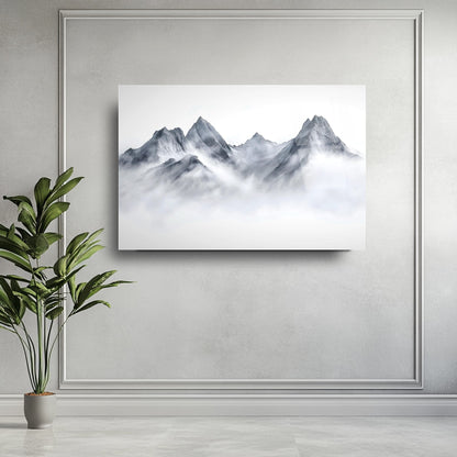 Karlı Dağ Manzarası Cam Tablo