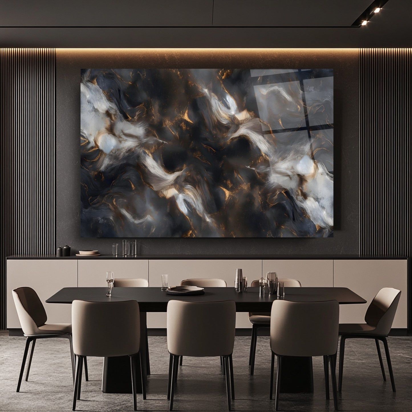 Dumanlı Soyut Cam Tablo