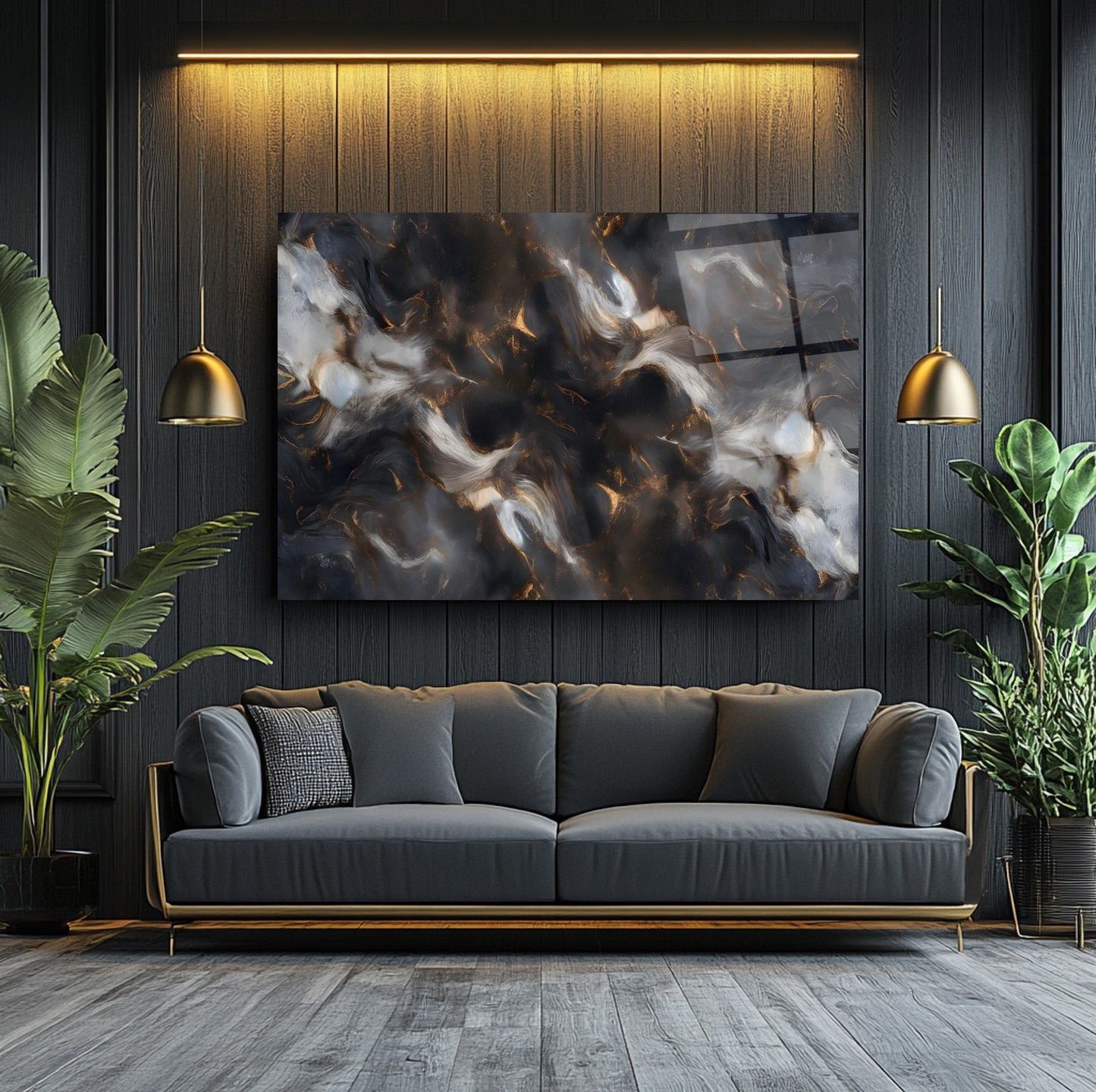 Dumanlı Soyut Cam Tablo