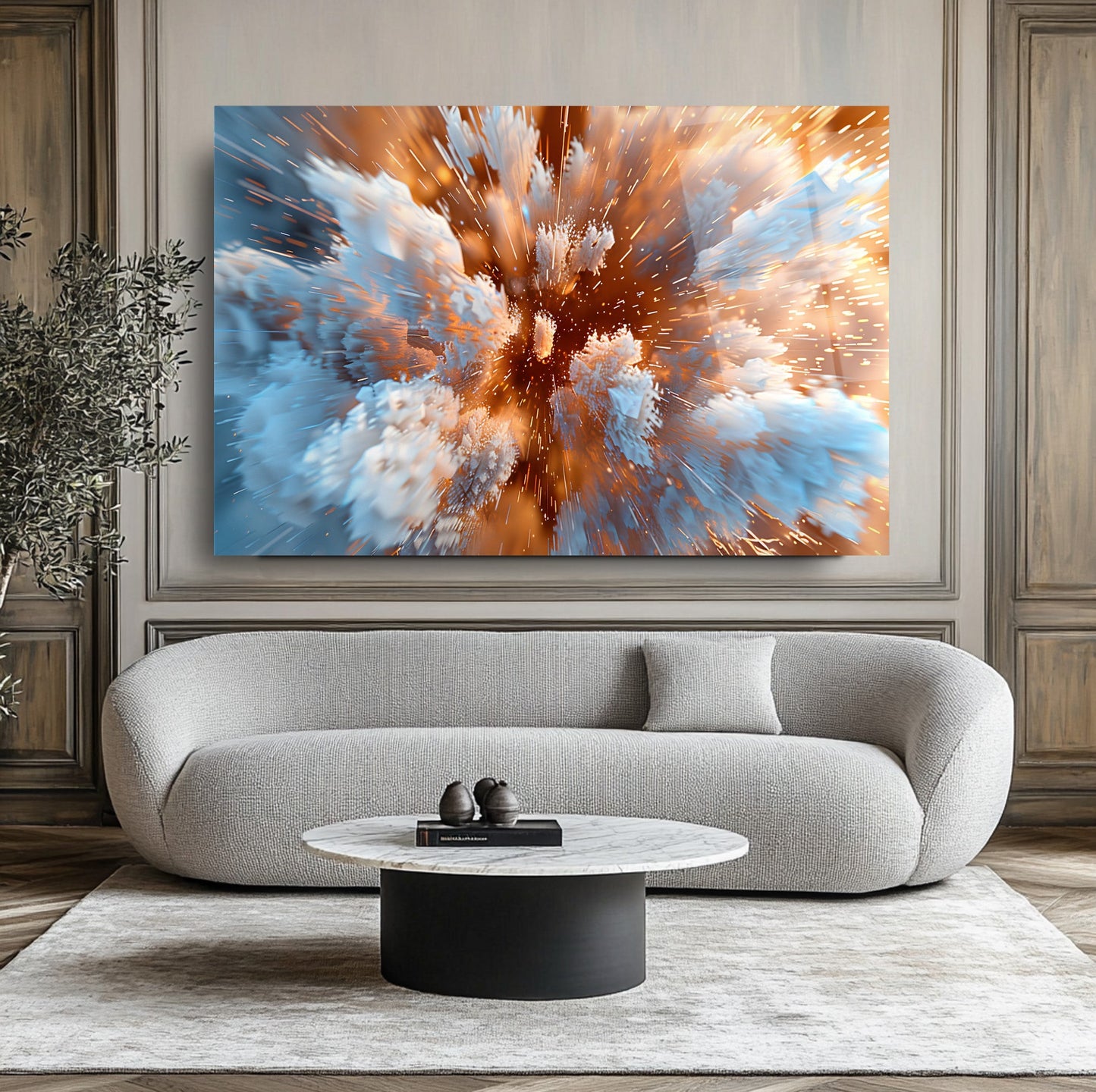 Soyut Gold Patlama Cam Tablo