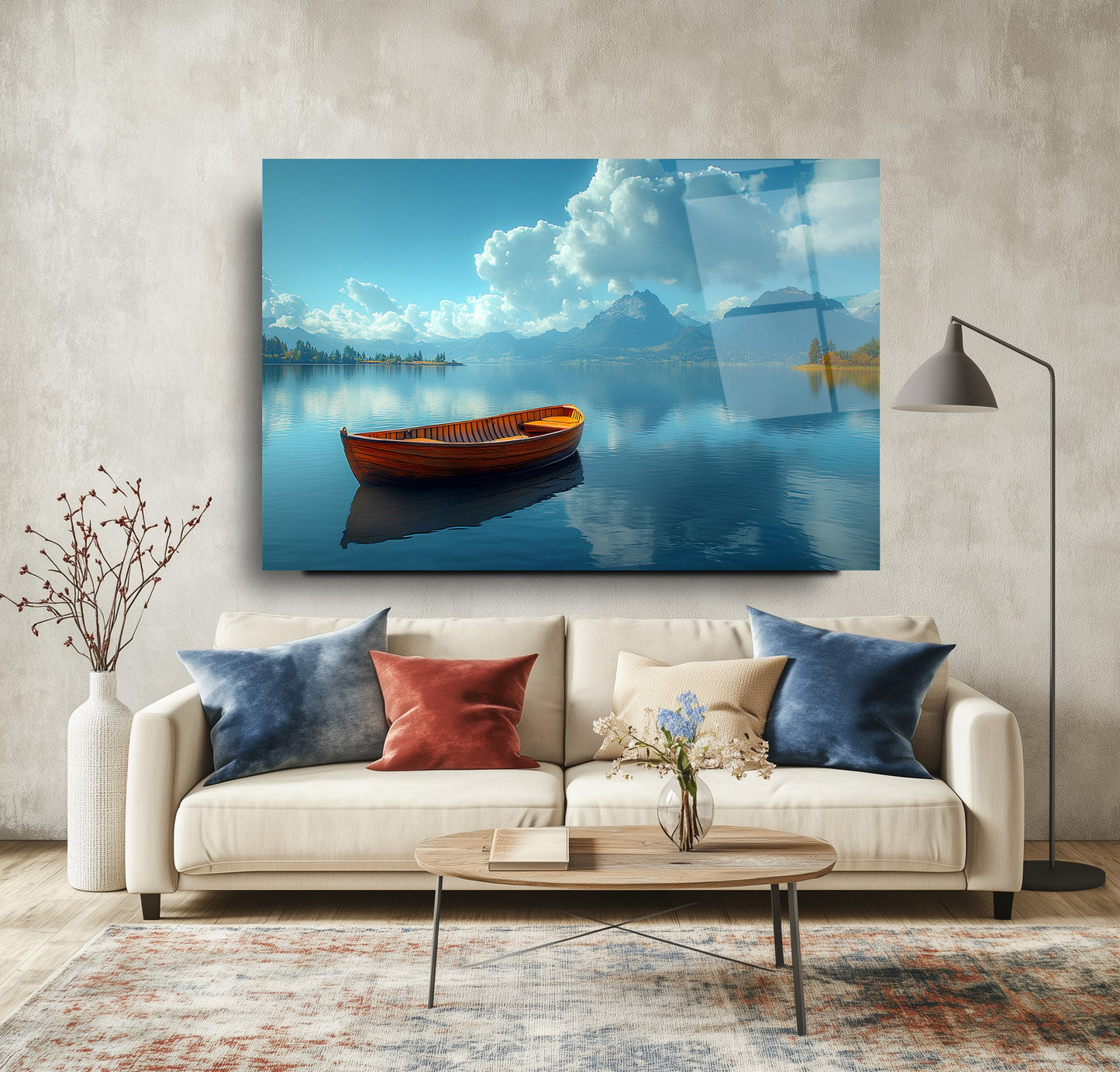 Göl Manzarası Cam Tablo