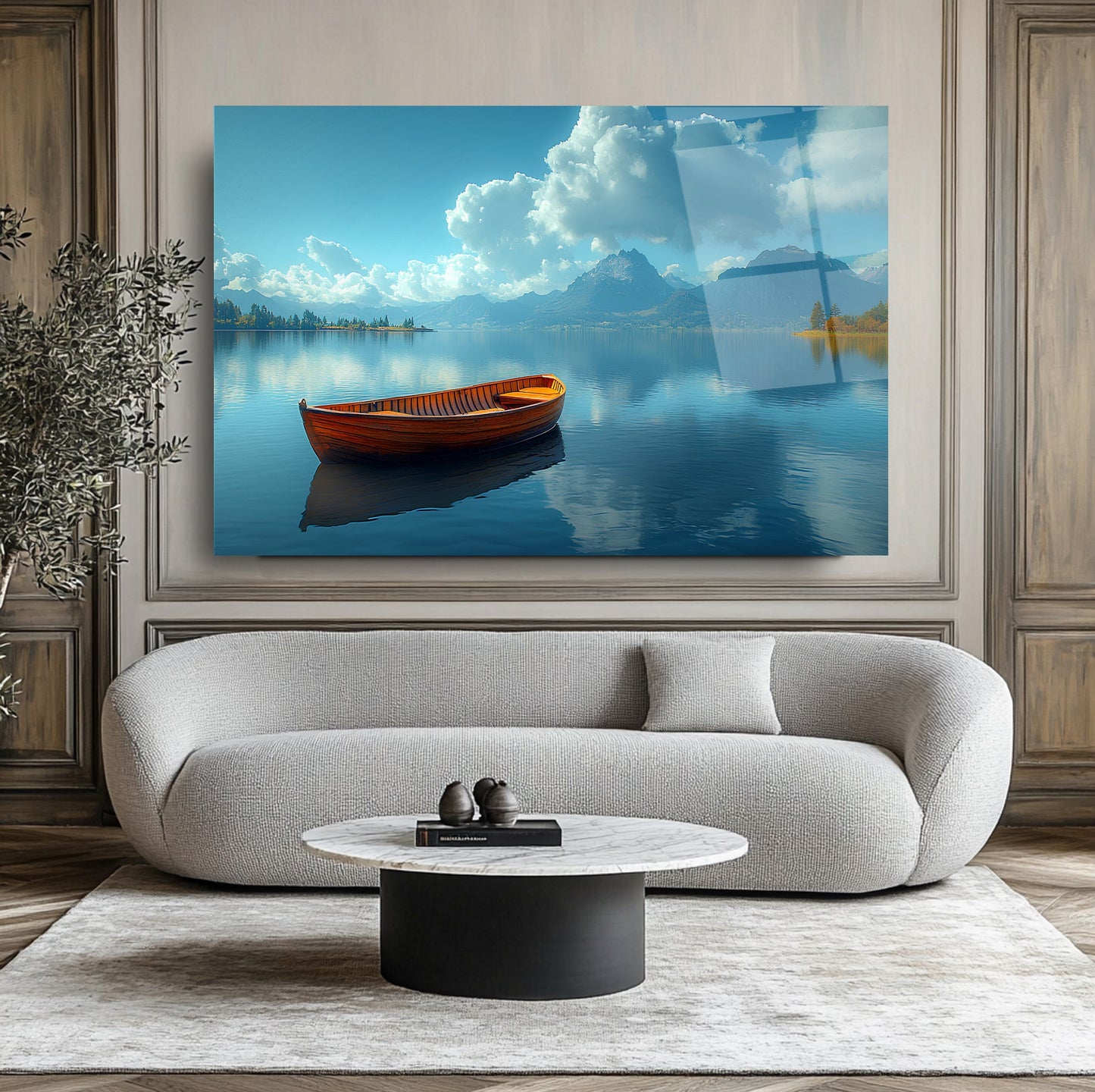 Göl Manzarası Cam Tablo