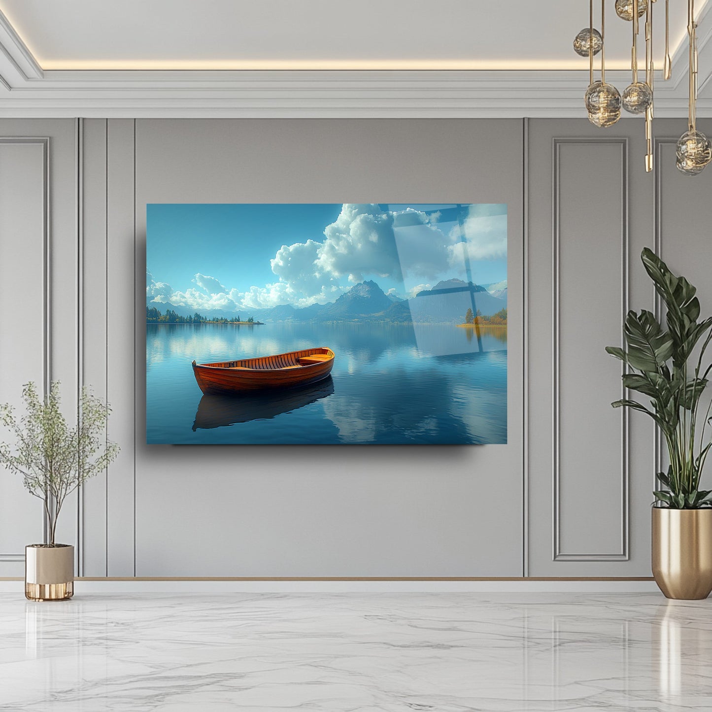 Göl Manzarası Cam Tablo