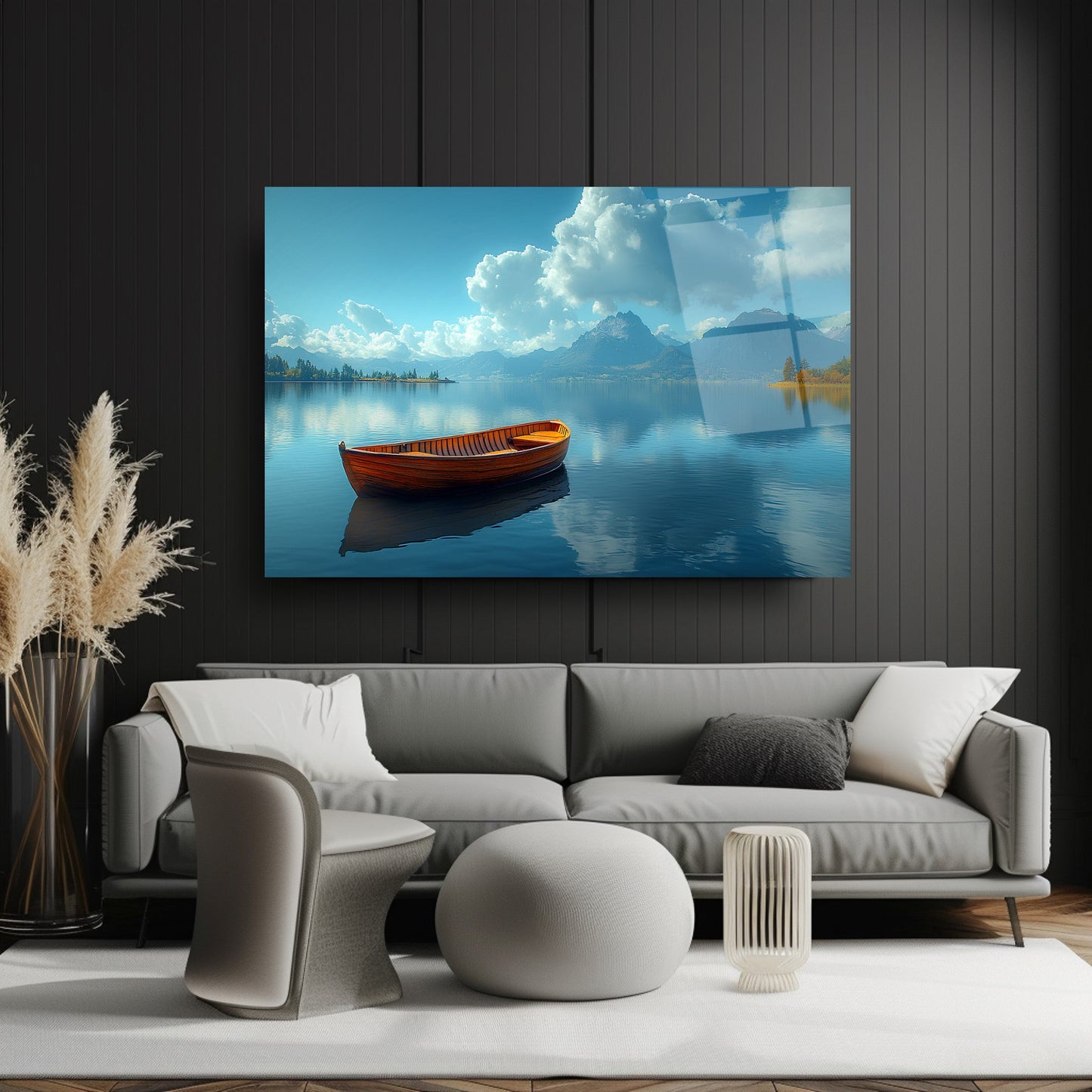 Göl Manzarası Cam Tablo