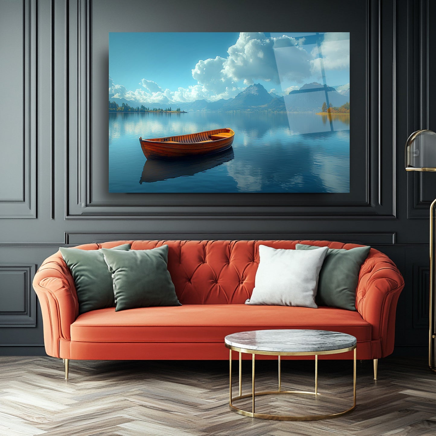 Göl Manzarası Cam Tablo