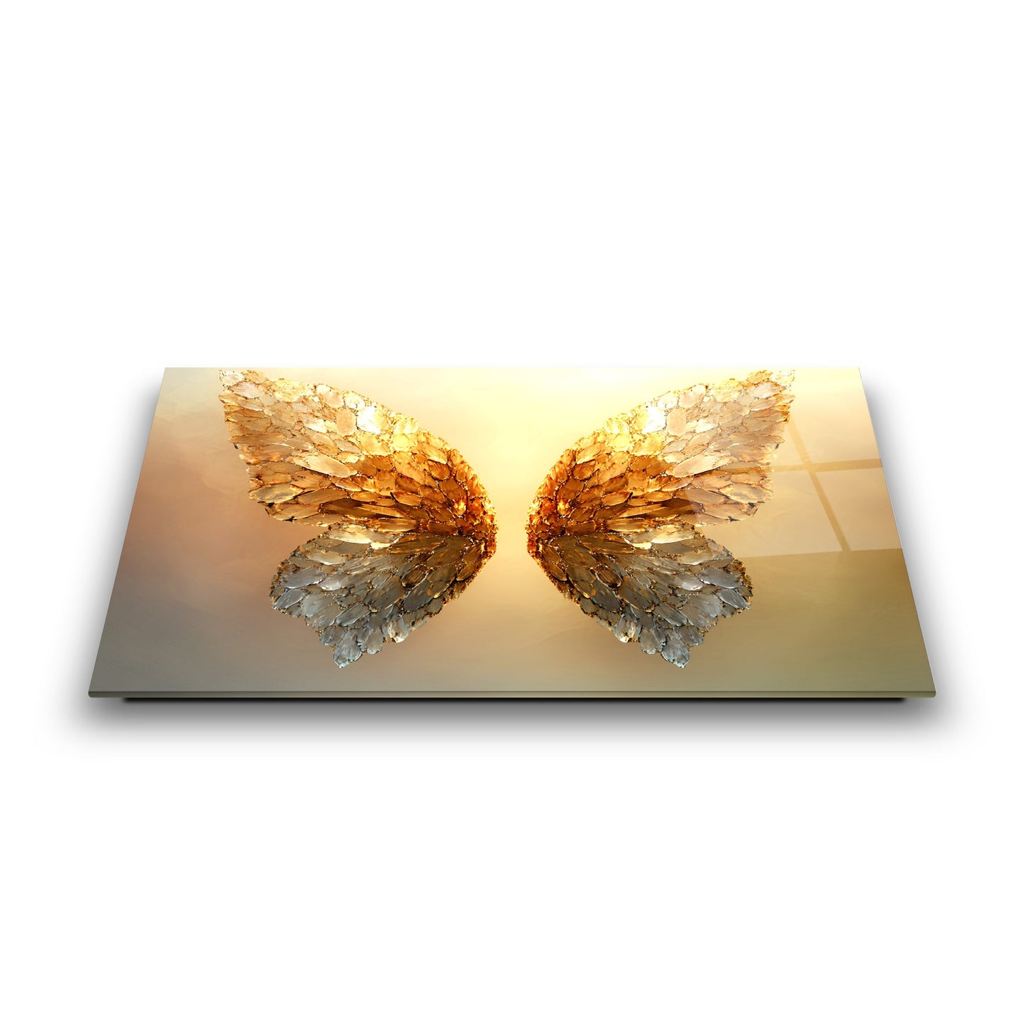 Gold Kelebek Kanatları Cam Tablo