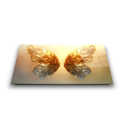 Gold Kelebek Kanatları Cam Tablo