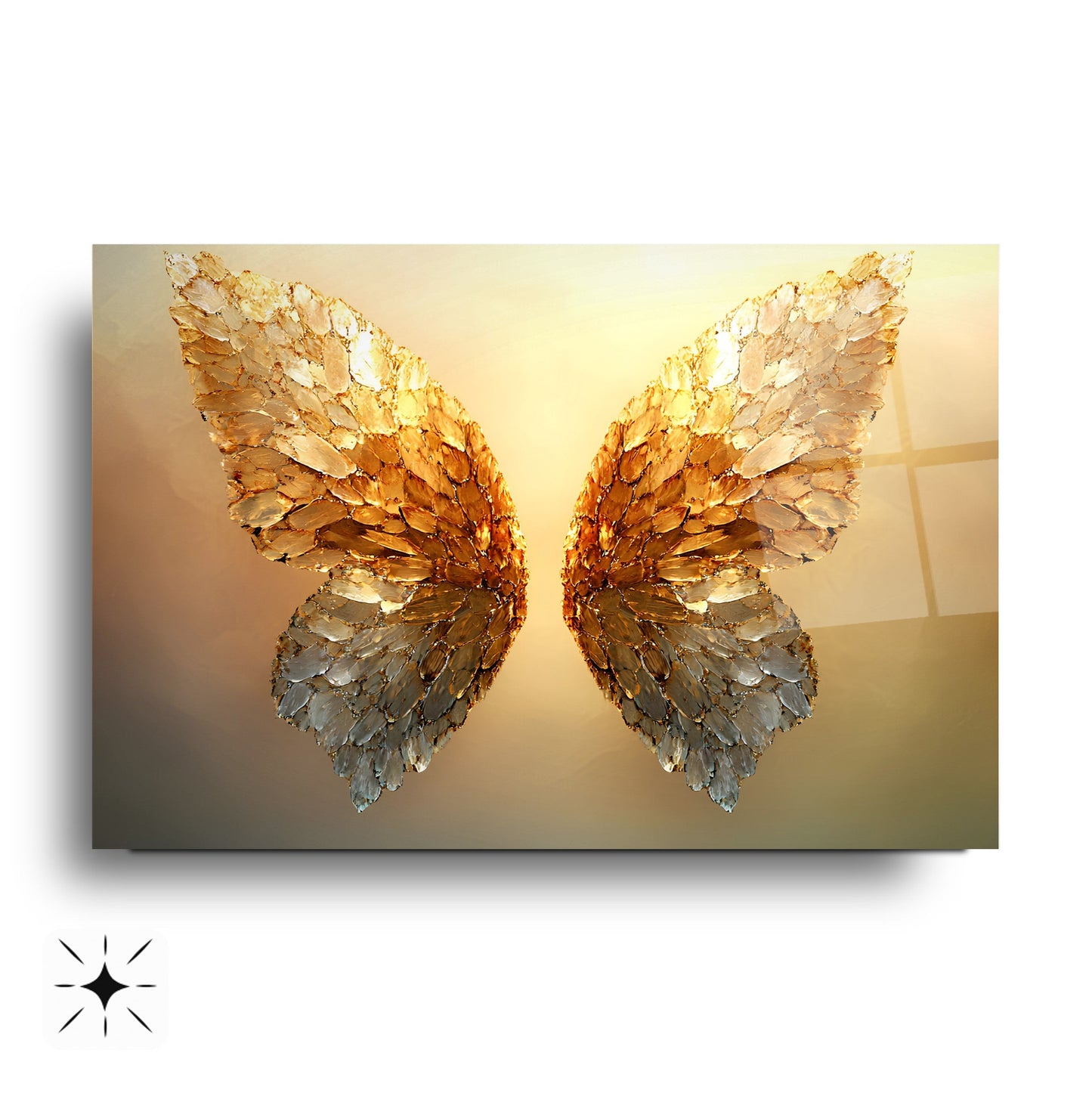Gold Kelebek Kanatları Cam Tablo