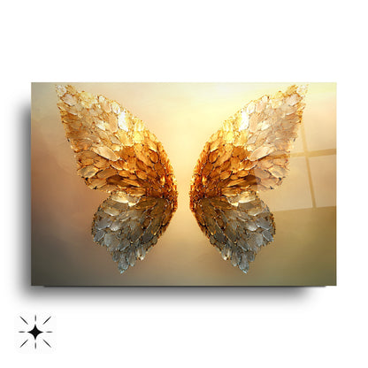 Gold Kelebek Kanatları Cam Tablo