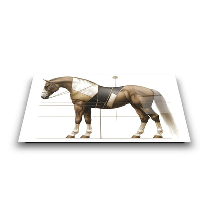 Gold Detaylı Kahverengi At Cam Tablo