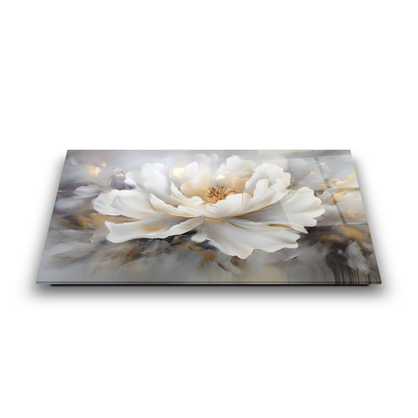 Beyaz Çiçek Cam Tablo