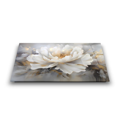 Beyaz Çiçek Cam Tablo