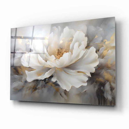 Beyaz Çiçek Cam Tablo