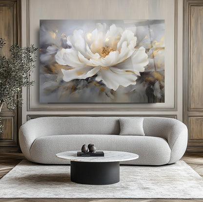 Beyaz Çiçek Cam Tablo