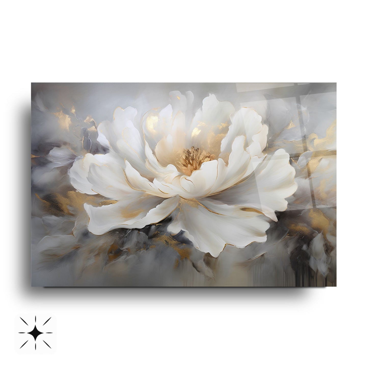 Beyaz Çiçek Cam Tablo