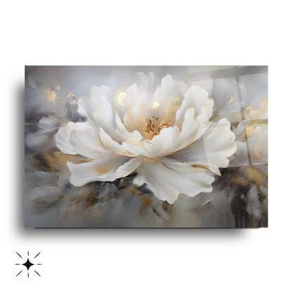 Beyaz Çiçek Cam Tablo