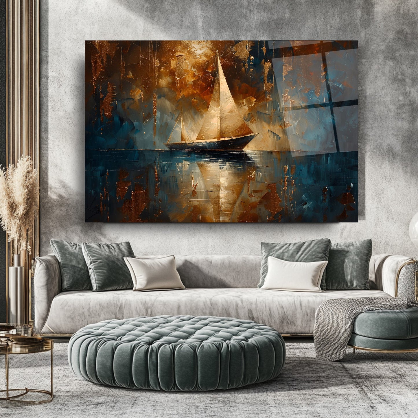 Yelkenli ve Deniz Manzarası Cam Tablo