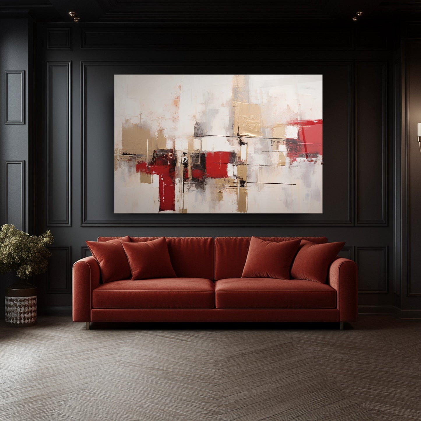 Soyut Kırmızı Cam Tablo