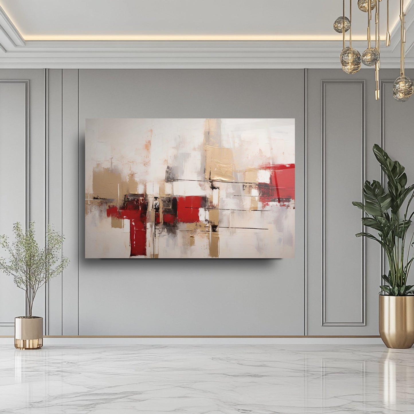 Soyut Kırmızı Cam Tablo