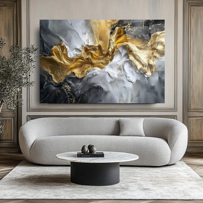 Gri Gold Mermer Desen Cam Tablo