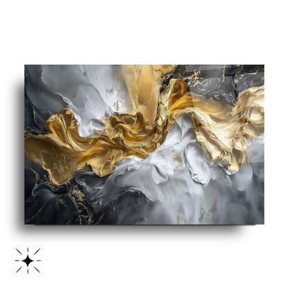 Gri Gold Mermer Desen Cam Tablo