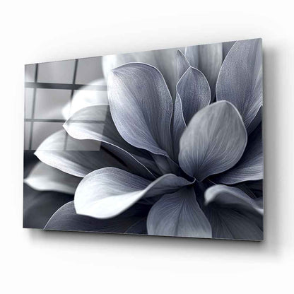 Gri Yapraklar Cam Tablo