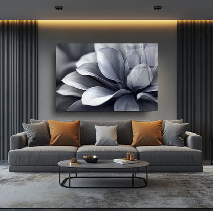 Gri Yapraklar Cam Tablo