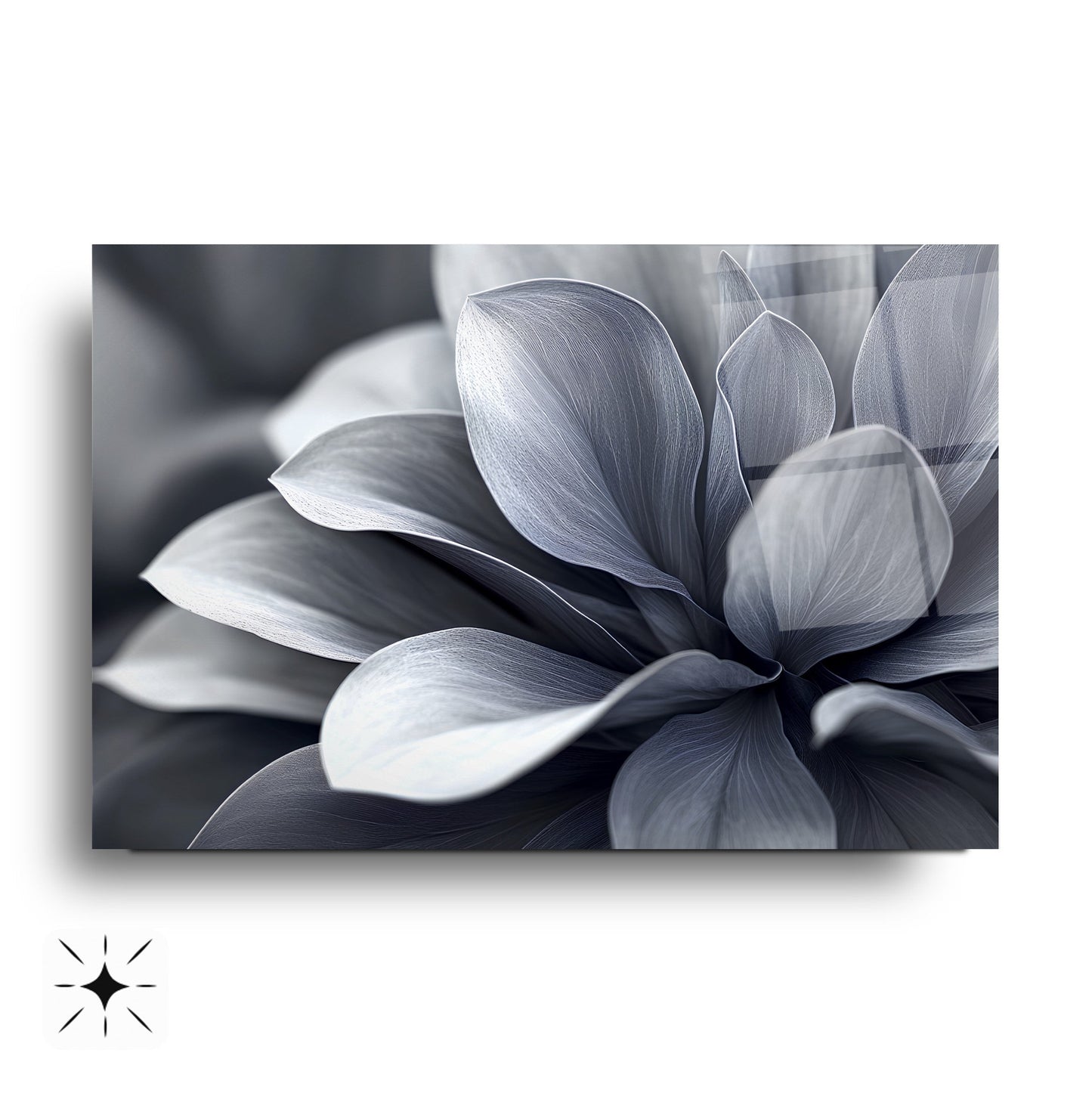 Gri Yapraklar Cam Tablo