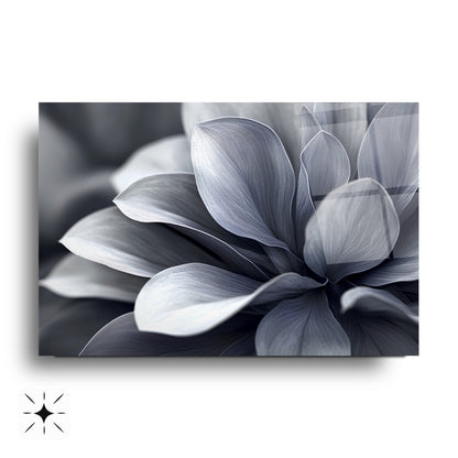 Gri Yapraklar Cam Tablo