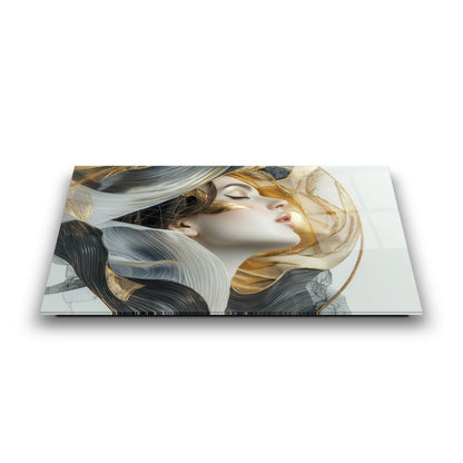 Gold Detay Kadın Model Cam Tablo