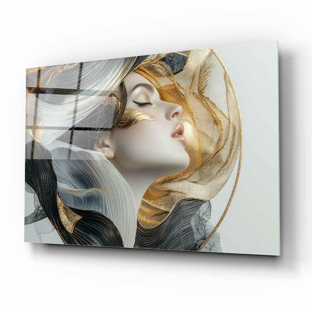 Gold Detay Kadın Model Cam Tablo