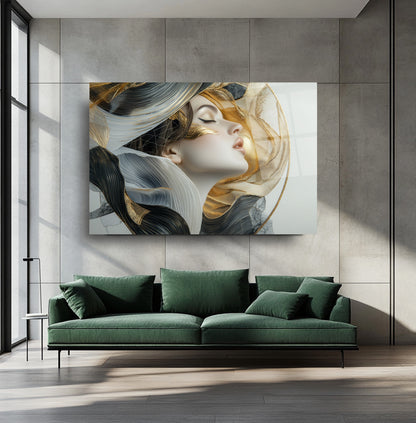 Gold Detay Kadın Model Cam Tablo