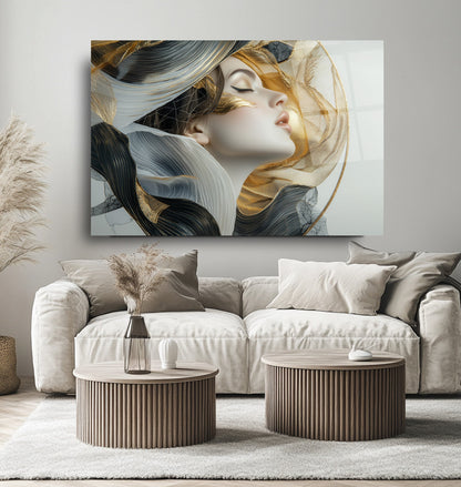 Gold Detay Kadın Model Cam Tablo