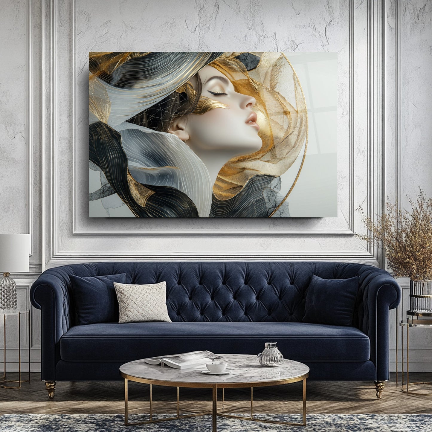 Gold Detay Kadın Model Cam Tablo