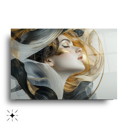 Gold Detay Kadın Model Cam Tablo