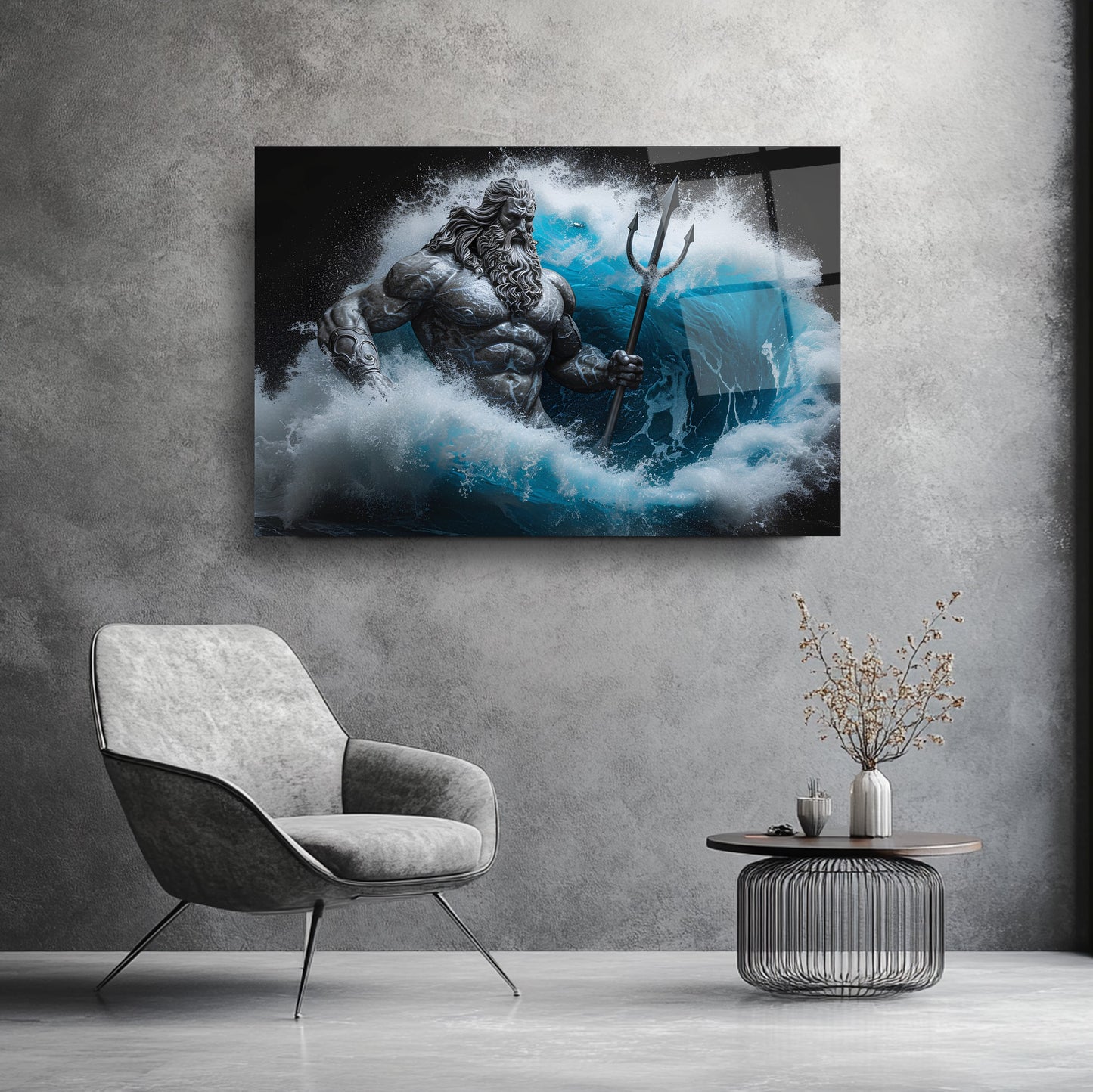 Poseidon Heykeli Cam Tablo